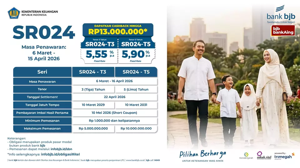 Bank BJB Hadirkan Investasi SR024 dengan Cashback