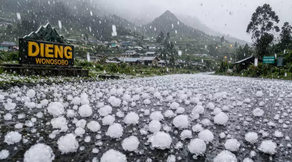 BMKG Jelaskan Penyebab Hujan Es di Dieng