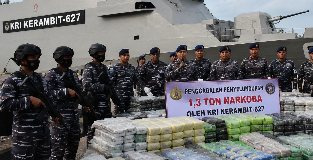 KRI Kerambit-627 Cegat Kapal Asing di Bintan, 1,3 Ton Ketamine Senilai Rp2 Triliun Disita