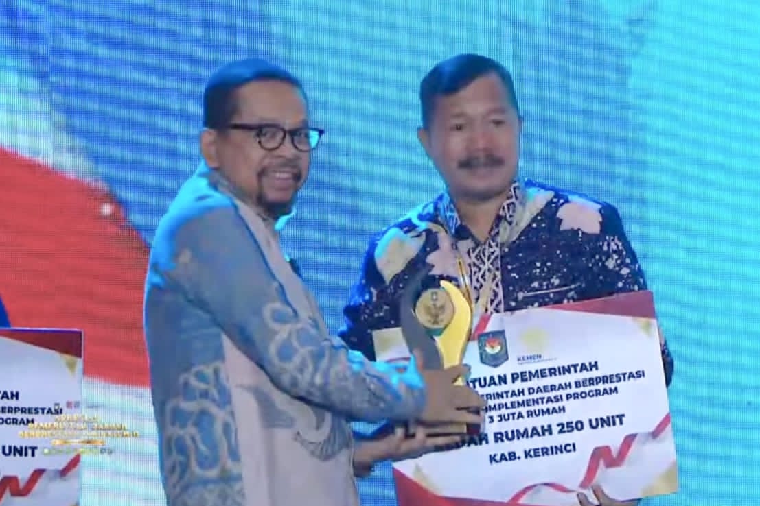 Program 3 Juta Rumah Antar Kerinci Raih Terbaik II, 250 Bedah Rumah Jadi Bonus