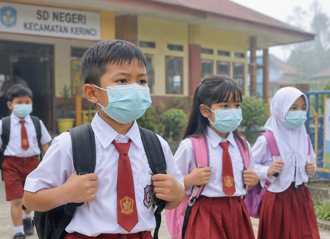 Kabut Asap Selimuti Kerinci, Siswa Diminta Tak Lupa Pakai Masker