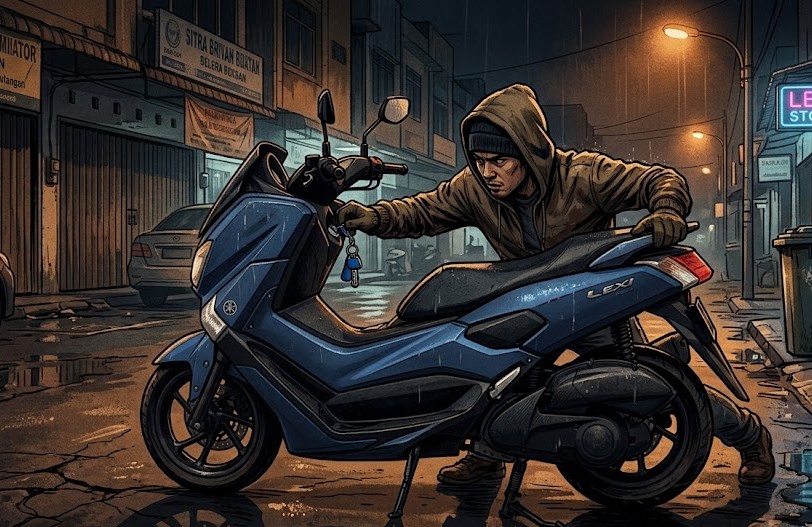 Kunci Masih Menempel, Pria Bertato Gagal Bawa Kabur Yamaha Lexi di Jambi