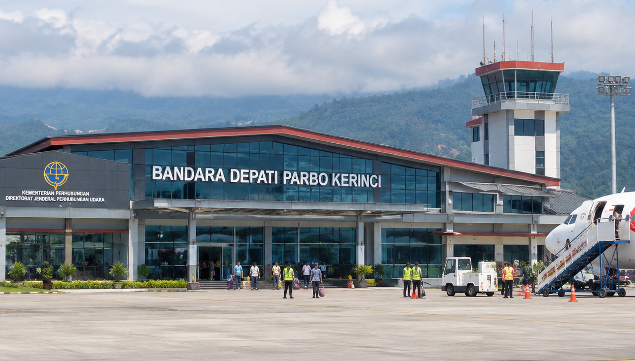 Kerinci Diselimuti Kabut Asap,Aktivitas Penerbangan di Bandara Depati Parbo Tetap Normal