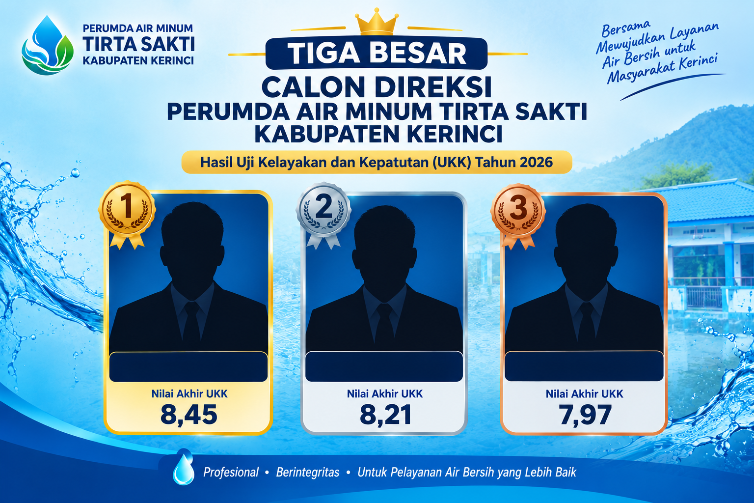 Persaingan Direksi Tirta Sakti Mengerucut,Tiga Kandidat Masuk Tahap Akhir